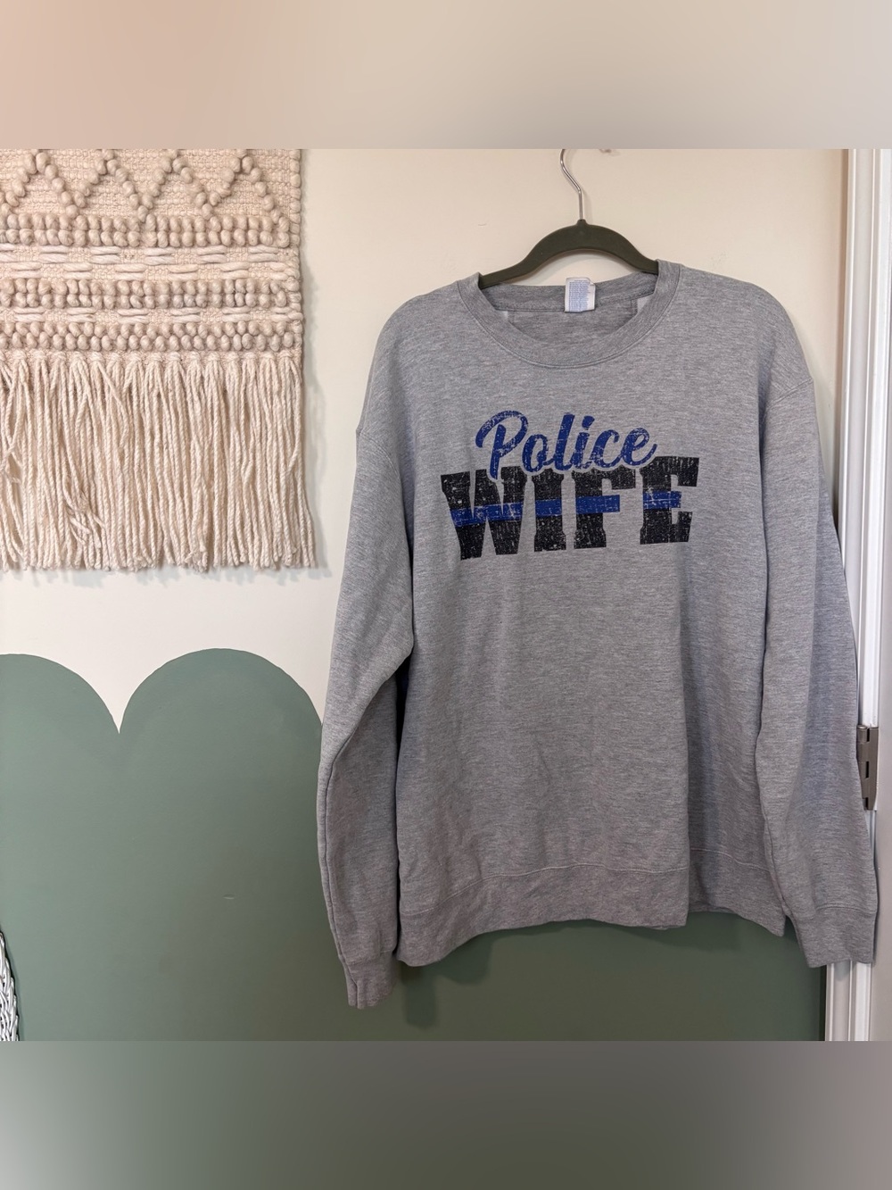 Gray "Police Wife" Graphic Crewneck